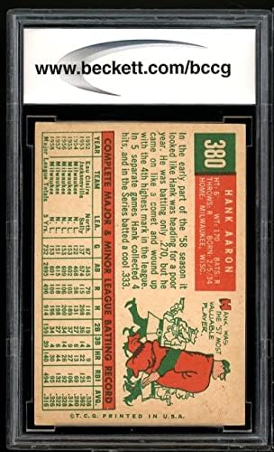 1959 Topps 380 Hank Aaron Card BGS BCCG 8 Excelent+