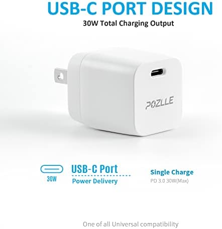 Încărcător USB C 30W, GAN PD 3.0 Durabil încărcător rapid compact pentru Galaxy S20/S10, Notă 20/10+, iPhone 13/Pro/Mini, iPad