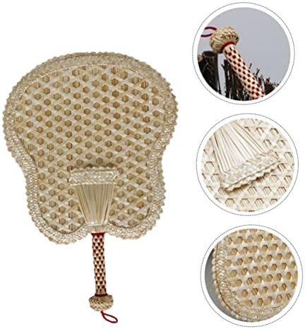 Abaodam 1pc Fan Straw Decor de vară Japandi decor manual țesut manual fan Fan de răcire de vară Sumar