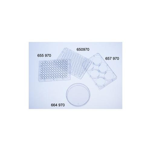 Greiner Bio-One 781976, CellStar 384 Well Polystiren Cell-Repellent Placă cu capac, steril, fund plat, negru/clar, pachet de
