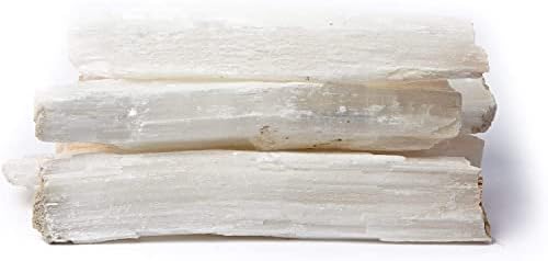 Colecție mineralistă pietre de vindecare din cristal, bastoane de selenit, 1 bucată 14-18 inch-5-7 lb baghete de selenit cu