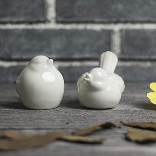 Veemoon 4pcs păsări ceramice albe figurine, ceramică dolofan păsări de ornament rafturi păsări mici statui de porțelan Craft