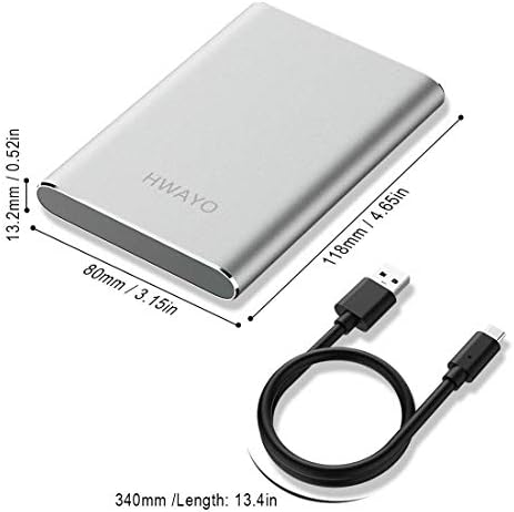 Hwayo 160gb hard disk extern portabil, USB3. 1 Gen 1 tip C Ultra Slim 2.5 stocare HDD compatibil pentru PC, Desktop, Laptop,