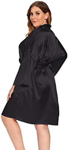 V Vaborous femei Plus Dimensiune Satin Halate Plus Dimensiune matasoasa kimonos Halate Sleepwear, scurt