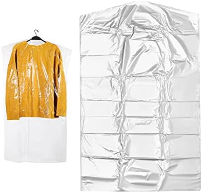 Seturi de bagaje Hemoton pungi de curățătorie chimică pungă de îmbrăcăminte transparentă din Plastic 100buc, Geantă de costum