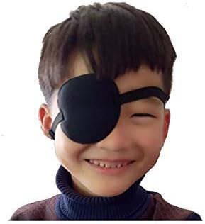 GSHLLO 3 PC -uri reglabile moale de pirat negru plasture de ochi unic pentru copii adulți Ambliopia leneș ochi de Halloween