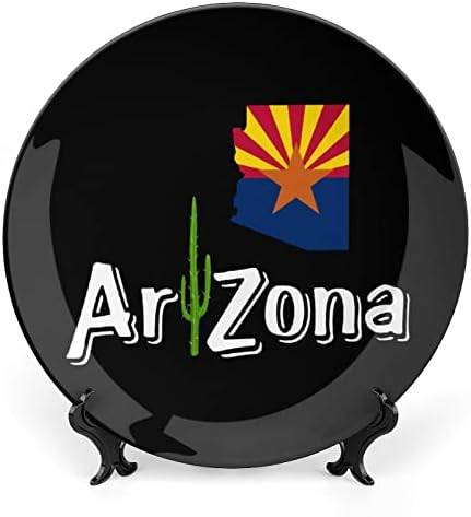 Cactus Arizona Flag Harta Placă decorativă rotundă Plată ceramică Osoasă Oso