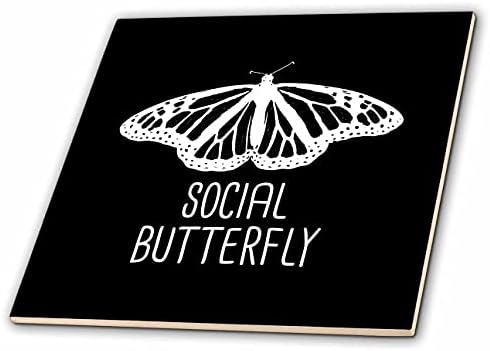 3drose fluture Social cu o ștampilă pe un fluture monarh pe negru. - Gresie