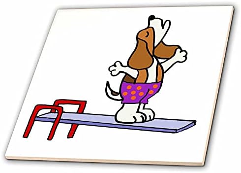 3drose drăguț amuzant Beagle câine scafandru în trunchiuri de baie cu buline pe trambulină-gresie