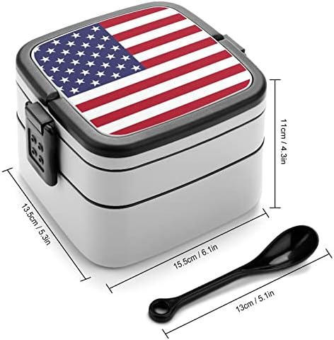Steagul SUA amuzant All in One Bento Box Bun Lunch Container cu lingură pentru lucrări de călătorie Picnic