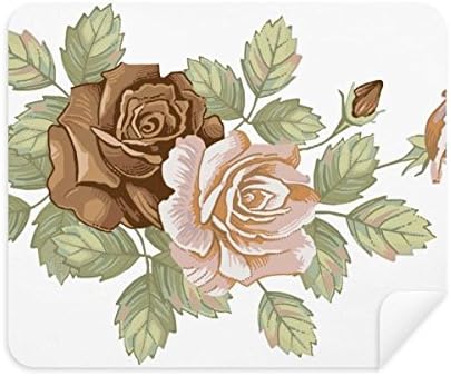 Flori de trandafir frunze desen trandafiri albi pânză de curățare ecran Cleaner 2pcs Suede Fabric
