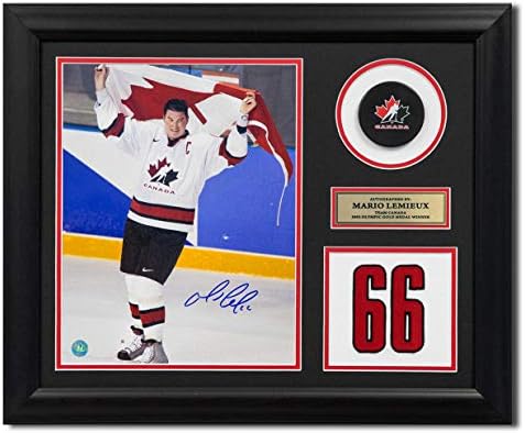 Mario Lemieux Team Canada Semnat 2002 Olympic Gold 20x24 Number Frame - Fotografii NHL autografate