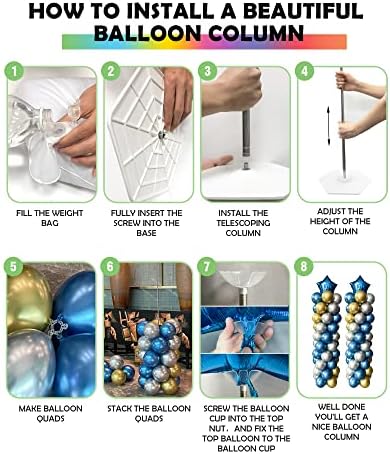 Yallove balon coloana Stand Kit Set de 4, 7 picioare înălțime reglabil balon turn pilon cu reutilizabile metal Telescopic Design pentru ziua de nastere, nunta, baby Shower, decorare petrecere de absolvire