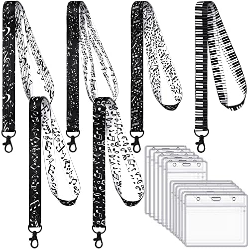 6 seturi note muzicale Lanyard Keychain vertical orizontal ID insigna titularul 6 impermeabil numele tag titularul 6 Muzica