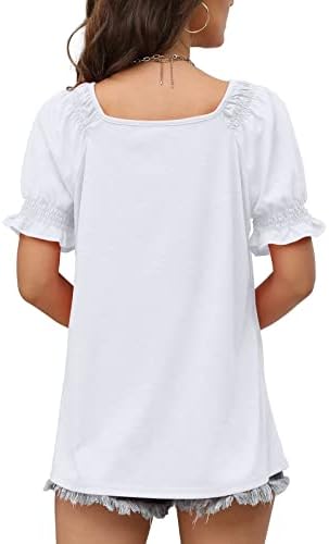 SAMPEEL femei Vara Topuri Casual Dressy maneca scurta pătrat gât tricouri Trendy