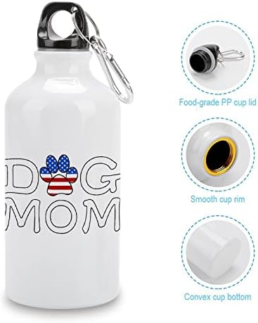 Dog Mom USA Flag Sticle de apă ușoară de apă din aluminiu, cană de sport, bea tumbler pentru ciclism de gimnastică de 400 ml