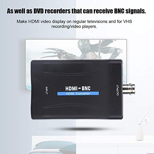 Convertor HDMI până la BNC, video compozit HDMI la BNC și adaptor de conversie de semnal audio de 3,5 mm cu cablu de încărcare USB, suport pentru NTSC / PAL