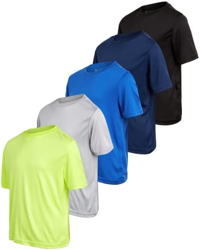 Tricou atletic pentru băieți ixtreme-5 pachet performanță activă de performanță uscată-fit tricou sportiv
