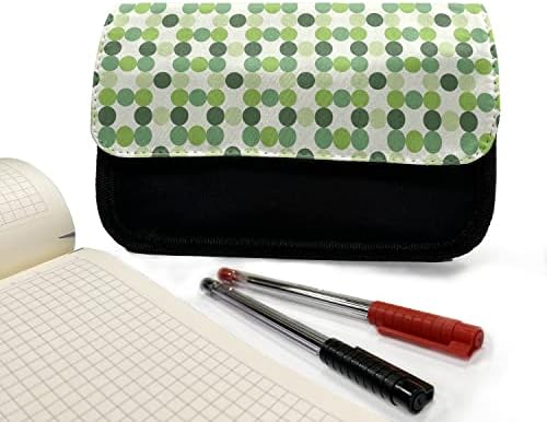 Carcasă de creion geometric lunarabil, cercuri în tonuri verzi, pungă de creion cu stilou din țesătură cu fermoar dublu, 8,5 x 5,5, emrald verde de verde de culoare verde de smarald