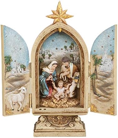 Studioul lui Joseph de Roman - Triptivul Nașterii, Sfânta Familie cu Star, Colecția Renașterii, 10 H, rășină și piatră, uși