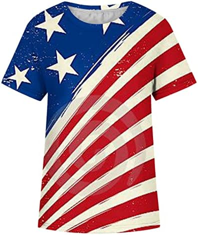 Tricouri cu steag American pentru femei cămașă cu mânecă scurtă 4 iulie tricou de vară tricou cu gât rotund imprimat Topuri