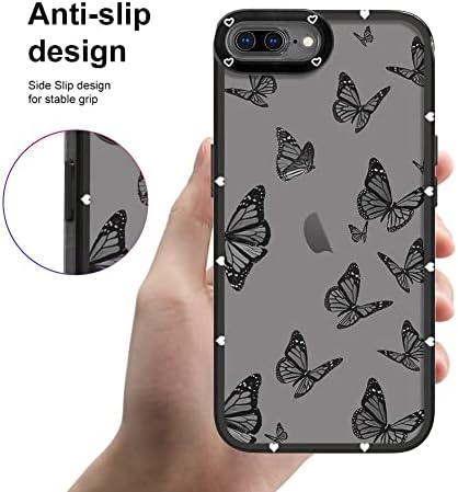 LSL Compatibil cu iPhone 8 Plus Case iPhone 7 Plus Case Black Butterfly Pattern deign TPU Bumper Bumper Anti-Drop Protector