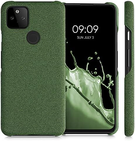 Carcasă KWMobile Fabric compatibilă cu Google Pixel 5A 5G - Husa telefonului de protecție dură cu textura materialului - verde