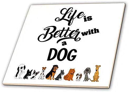 3drose Funny Cute Life este mai bine cu un câine Cartoon Rescue Dogs Pets-Tiles