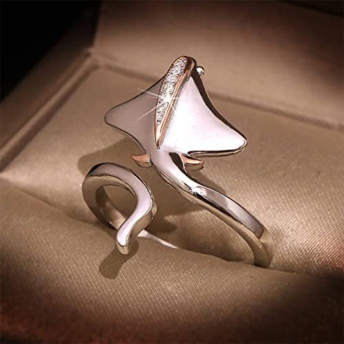 Ecooon 925 sterling silver Stingray deschis inel reglabil pentru femei și fete, drăguț ocean Animal reglabil Cubic Zirconia