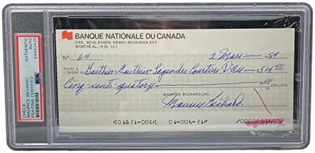 Maurice Richard a semnat Montreal Canadiens cec bancar Personal 64 PSA / ADN-NHL tăiat semnături