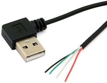 90 de grade stângi unghiulați USB 2.0 Un tip de tip masculin până la 4 fire de cablu deschis pentru oem DIY Culoare neagră