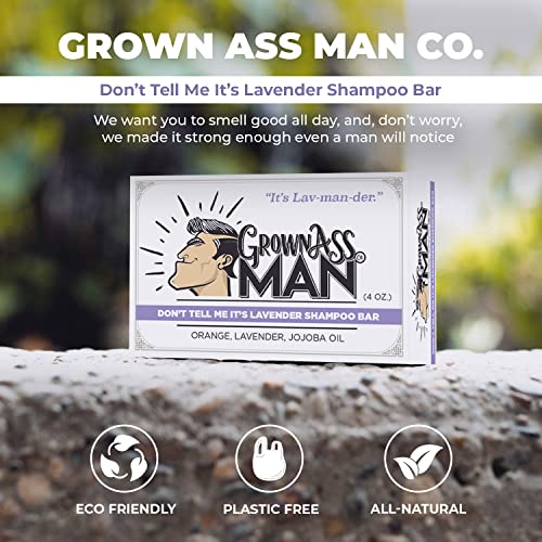 Grown Ass Man Co. - Solid Sampon Bar Rich Lather 3 în 1: Păr, Barbă și Corp Wash - Plastic Free & Eco -Friendly, Natural &